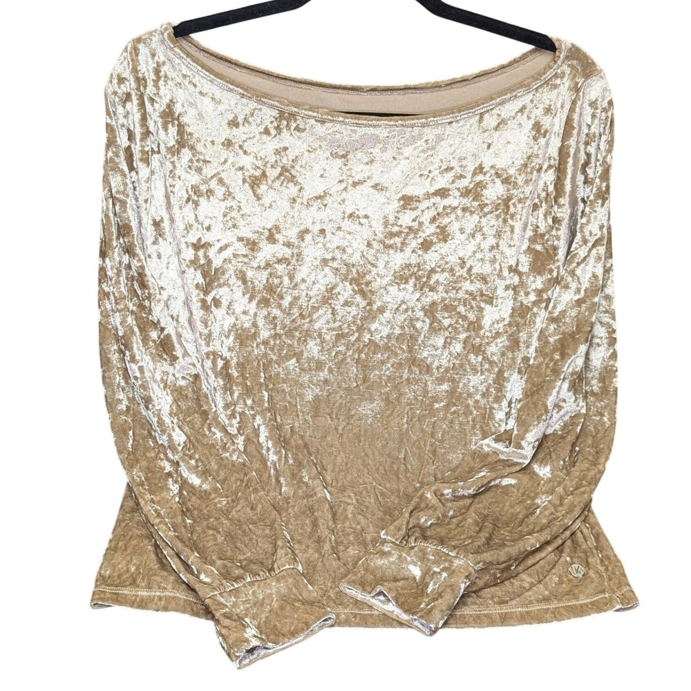 BUFFBUNNY COLLECTION Small Gold Crushed Velvet Long Sleeve Top Athleisure